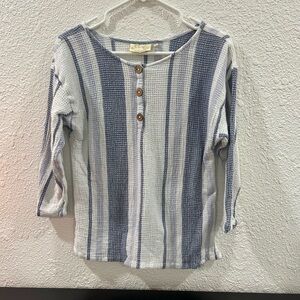 Striped Button-Down Shirt in Navy and White